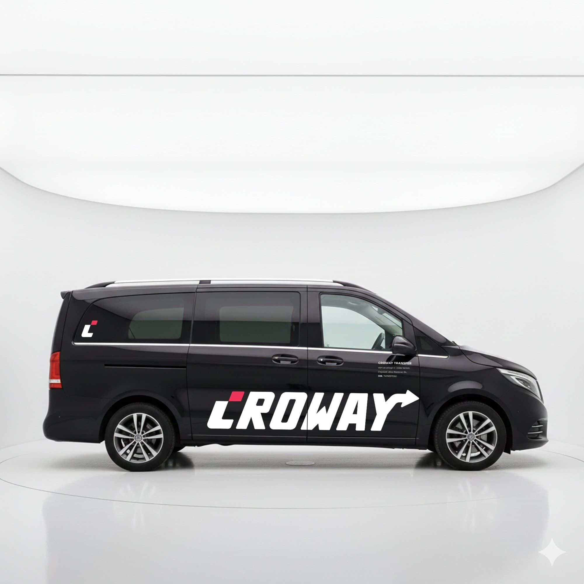 Mercedes V-Class studio shot - side profile showing Croway branding